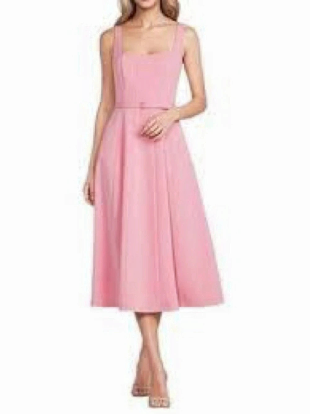 NWT Belle Badgley Mischka Miley Midi Belted Flare Dress Medium
